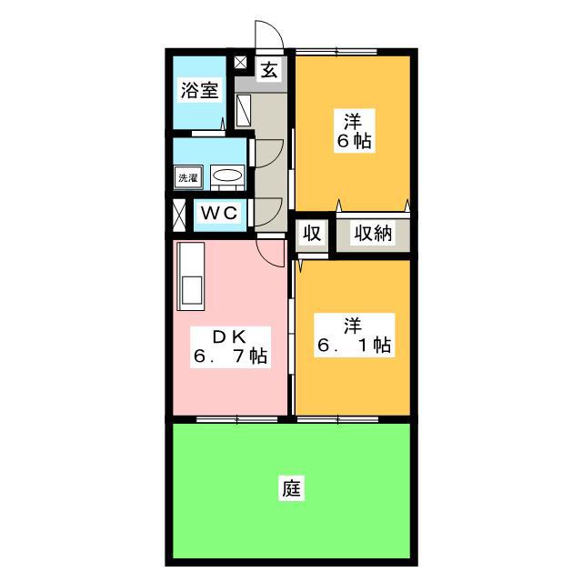 エステート(2DK/1階)の間取り写真