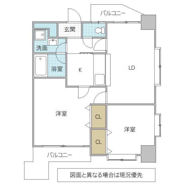グランドパレスNS-77(2LDK/7階)の間取り写真
