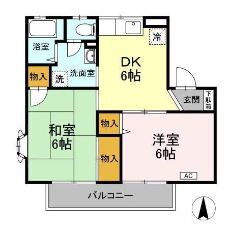 グレース宮前(2DK/1階)の間取り写真