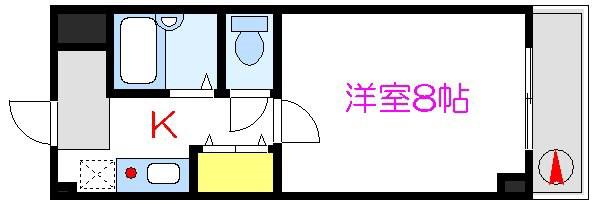 ソアールエノモト(1K/1階)の間取り写真
