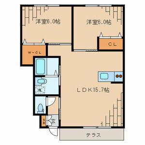 クロバーハイツB棟(2LDK/1階)の間取り写真