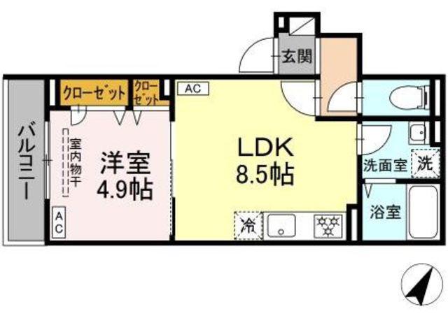 セレスティア柴又VII(1LDK/3階)の間取り写真