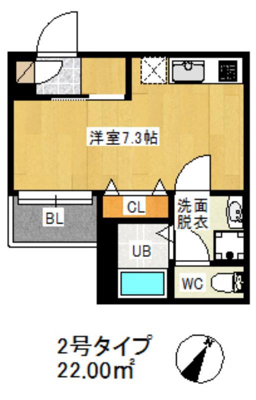 REGALEST西新(ワンルーム/2階)の間取り写真