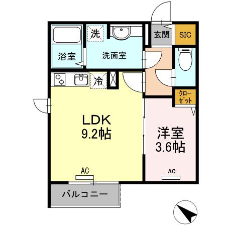 アルモ井の頭(1LDK/2階)の間取り写真