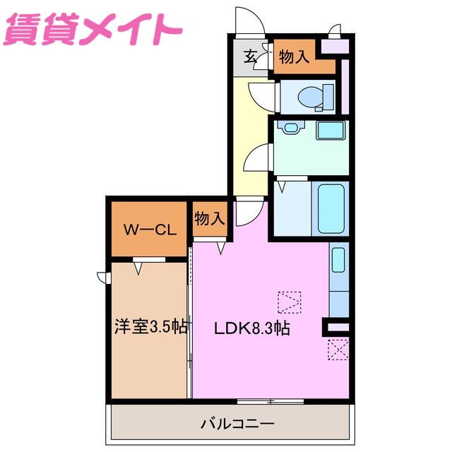 セーリング V B(1LDK/3階)の間取り写真