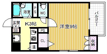 メゾンF(1K/3階)の間取り写真