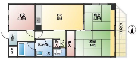 メゾンエスポワール(3DK/5階)の間取り写真