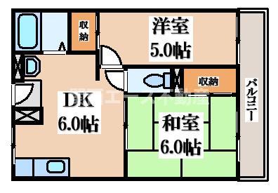 シャトーMO(2DK/2階)の間取り写真