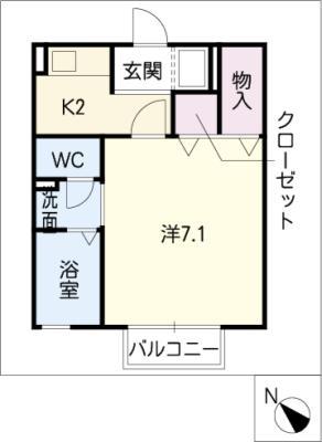 フェニックス24(1K/1階)の間取り写真