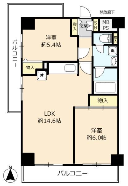 シティハウス・ノヴァ(2LDK/7階)の間取り写真