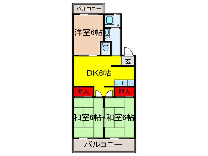 ビラNS1(3DK/3階)の間取り写真