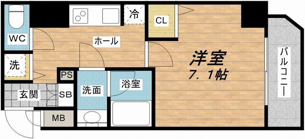 エスライズ西本町(1K/3階)の間取り写真