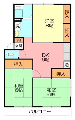 椿ハイツ(3DK/1階)の間取り写真