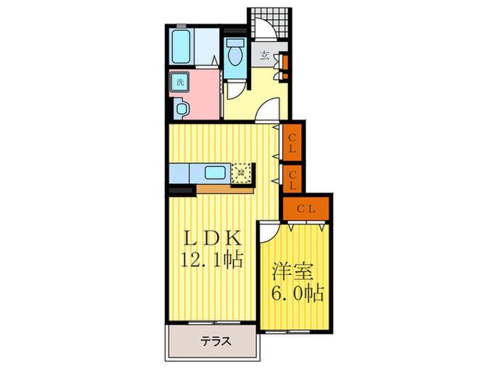 DEAR COURT(1LDK/1階)の間取り写真