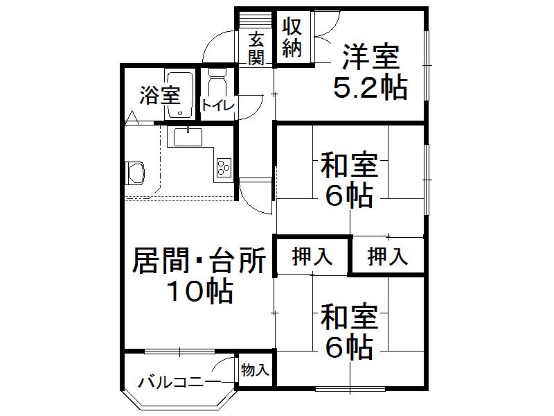 サンブライトハイツNO2(3DK/1階)の間取り写真