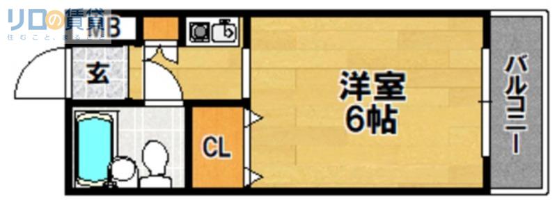 パインハイツ(1K/3階)の間取り写真