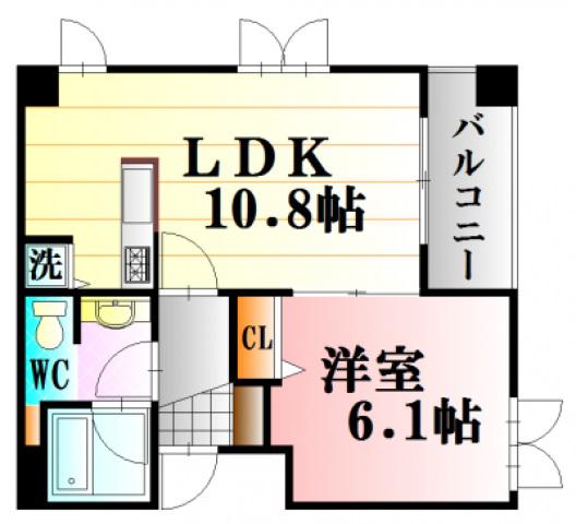 メルローズプレイス(1LDK/2階)の間取り写真