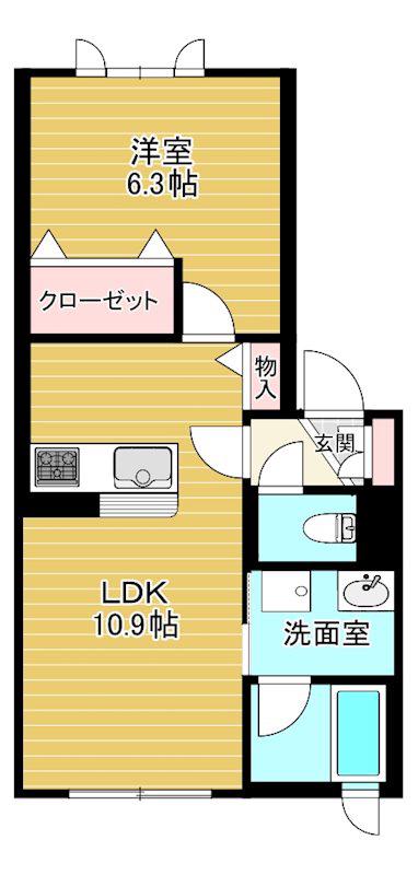 クレスト(1LDK/1階)の間取り写真
