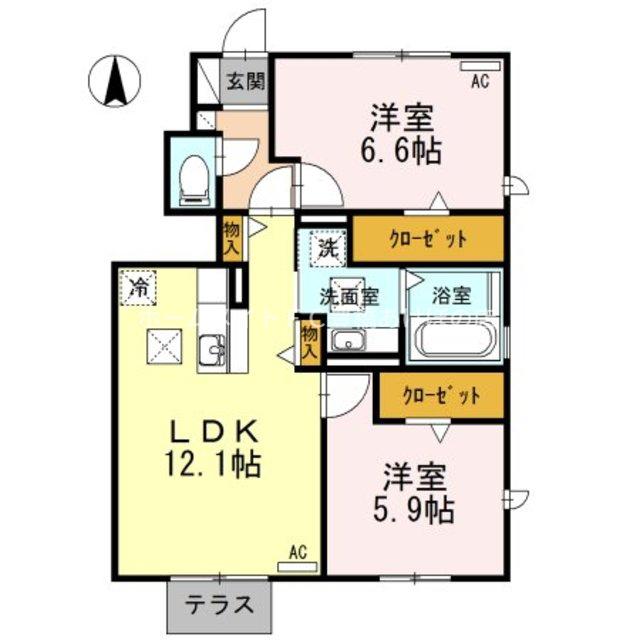 エトワール A(2LDK/1階)の間取り写真