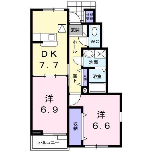 フローレンス松代(2DK/1階)の間取り写真