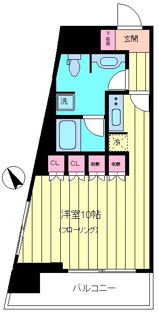 プリズムタワー(ワンルーム/4階)の間取り写真