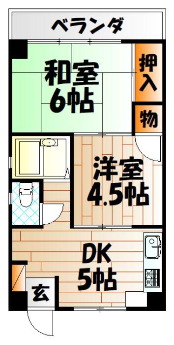 昭友ビル(2LDK/5階)の間取り写真