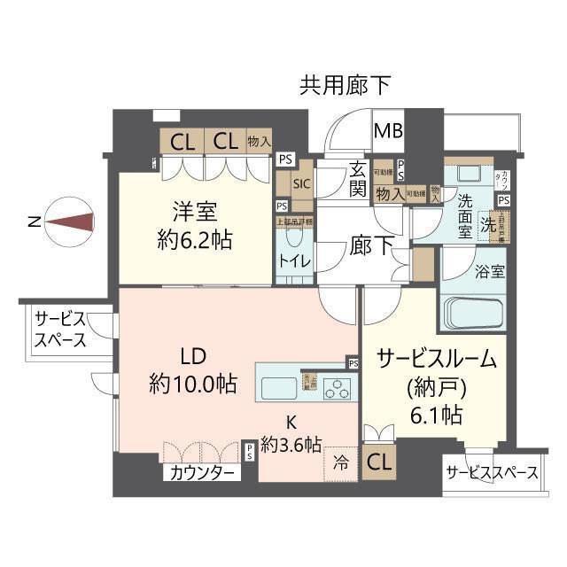 ジオ京都御池通(2LDK/7階)の間取り写真