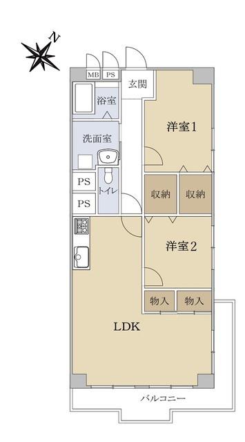 クリーンハイム十三(2LDK/6階)の間取り写真