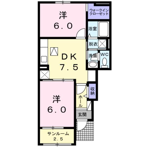 グラン クラージュ Ⅰ(2DK/1階)の間取り写真