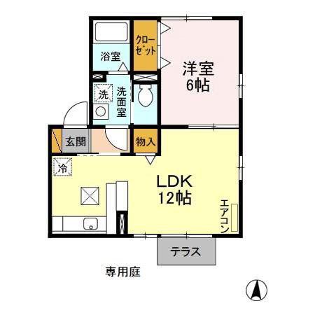 アークヒルズ J棟(1LDK/1階)の間取り写真