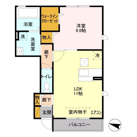 ローズハイム(1LDK/1階)の間取り写真