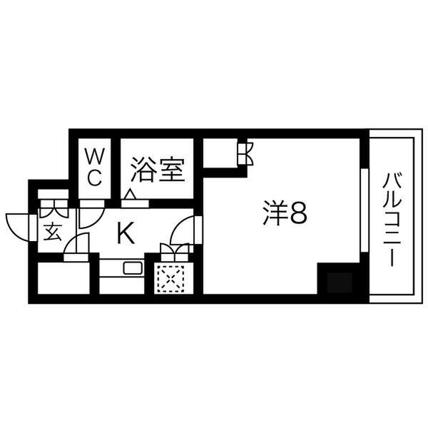 ビュークレスト薬院大通(1K/9階)の間取り写真