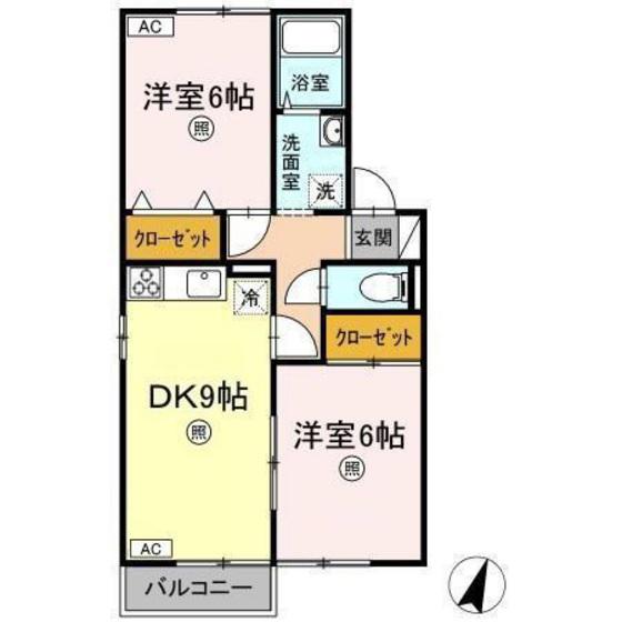 セジュールステア B棟(2DK/2階)の間取り写真