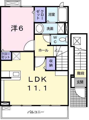 パークサイド(1LDK/2階)の間取り写真