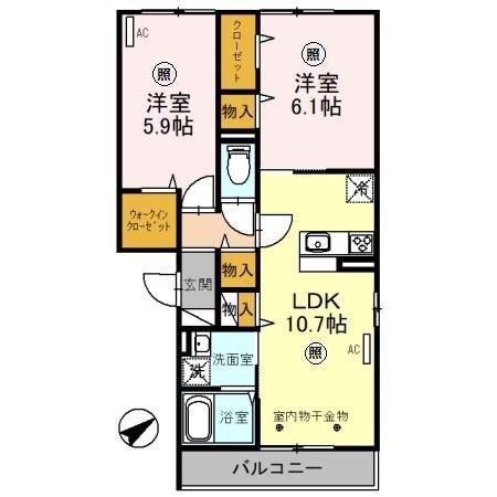エーデルハイムIII(2LDK/2階)の間取り写真
