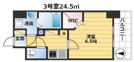 LA DOUCEUR谷町旧ミラージュパレス谷町ブライト(1K/13階)の間取り写真