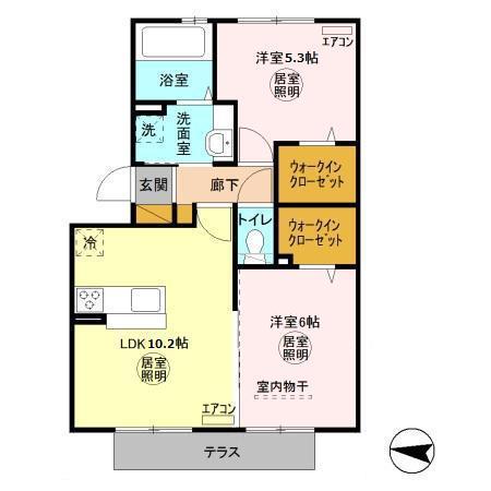 パレス オン(2LDK/1階)の間取り写真