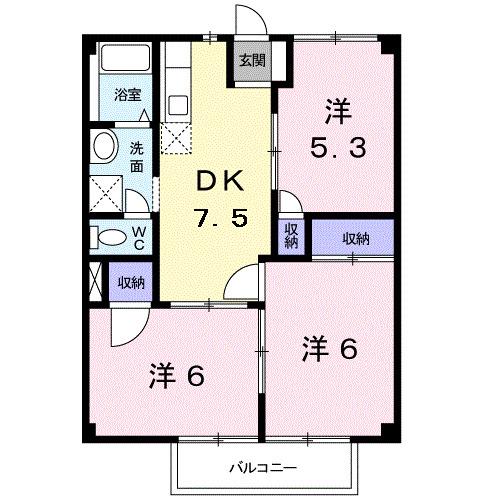 サンウェイ21II(3DK/1階)の間取り写真