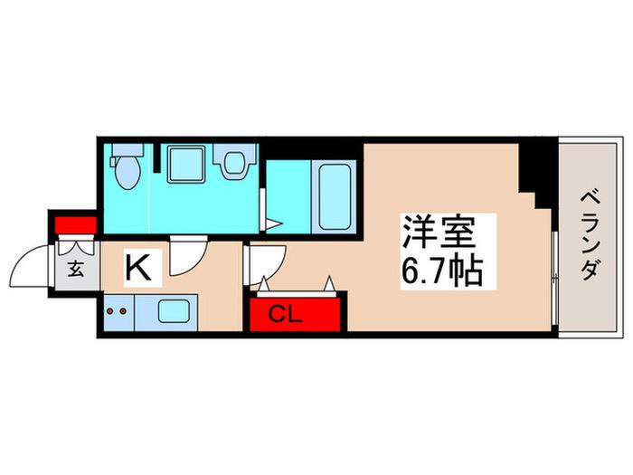 ケーディエックスレジデンス原木中山(1K/3階)の間取り写真