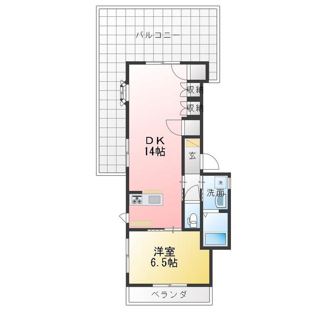 レジデンス山口(1LDK/4階)の間取り写真