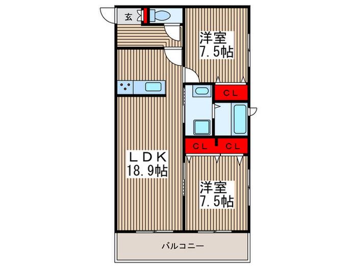ベルネス(2LDK/2階)の間取り写真