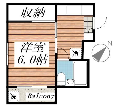 SSサンハイツ南大井(1K/4階)の間取り写真