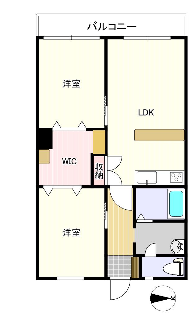 袋町ビル(2LDK/4階)の間取り写真