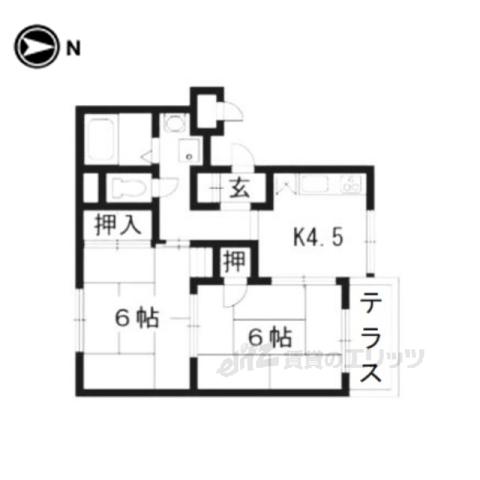 モンターニュ嵯峨(2K/3階)の間取り写真