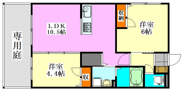 グレイスコート(2LDK/1階)の間取り写真