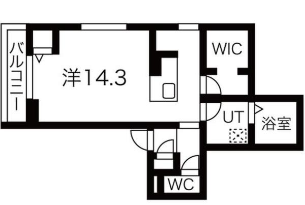 カナールW(ワンルーム/2階)の間取り写真