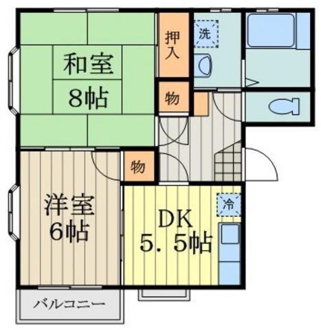 リヴェール武蔵野(2DK/2階)の間取り写真
