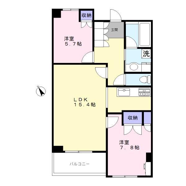 アピス洗足ヴァンテアン(2LDK/4階)の間取り写真