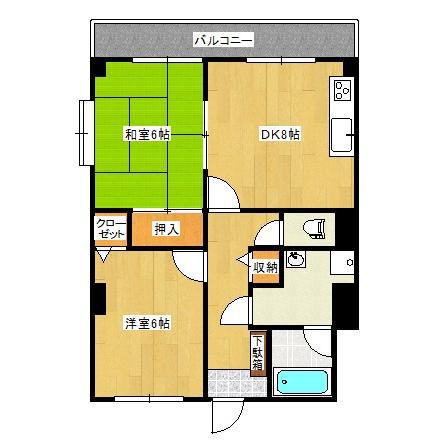 レジデンス海岸通(2DK/5階)の間取り写真
