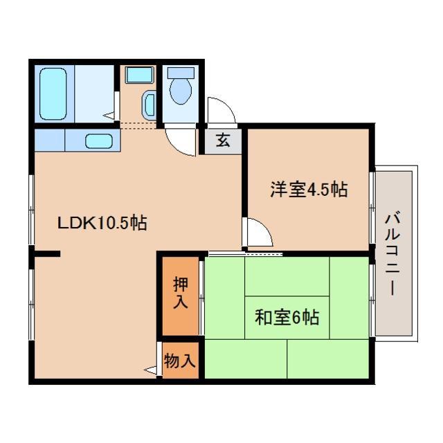 プレセア結崎(2LDK/2階)の間取り写真